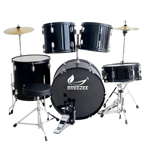BREEZEE - BREEZE Batería Musical Acústica De 22 Inches Y 5 Piezas Bombo, Tambor, Tambor De Suelo,...