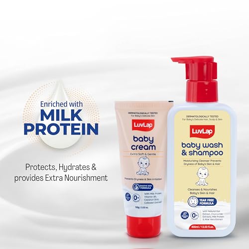 Image of LuvLap Baby Wash & Shampoo 400 ml + Baby Cream 100 gm Combo Set