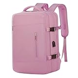 Mochila de Viagem de Avião Impermeável Expansivel Grande Feminina Notebook 40L Bagagem de Mão Low Cost Aeroporto à Prova D'água Reforçada (LÓTUS)