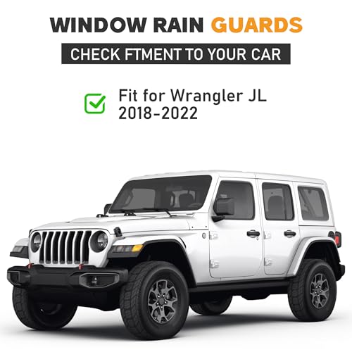 Image of Shatterproof Taped-On Window Deflectors for Jeep Wrangler JL 2018-2026, Rain Guards, Window Visors for Car, Vent Deflector, 4pcs