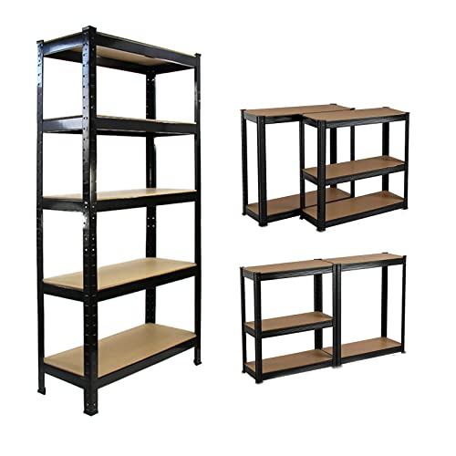 Autofu Racking Storage Shelving Unit Garage Shelving Storage Units Boltless Design Black For Easy Assembly 170Cm X 75Cm X 30Cm - Hxwxd #TOP30