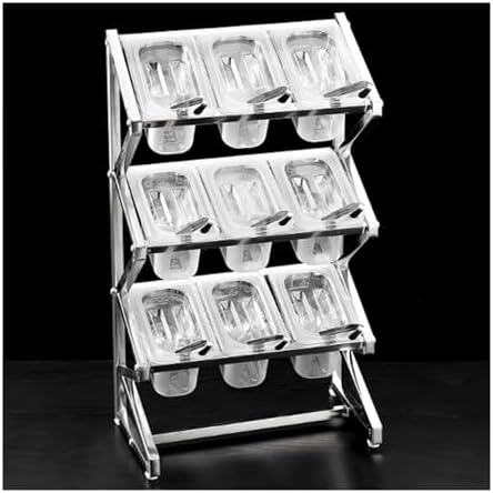 Commercial Spice Rack Set, Seasoning Sauce Salad Jam Ingredients Food Dispenser, Expandable Stainless Steel Condiment Racks Organizer Shelf For Kitchen Pantry Buffet(9 Grids-f)