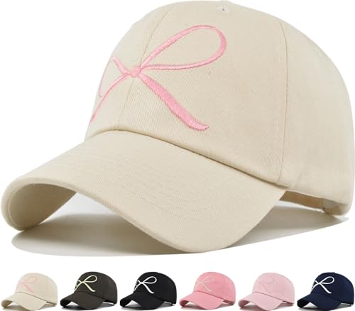Image of Coquette Baseball Hat Bow Baseball Cap Ponytail Hat for Women Cute Distressed Cap Funny Trucker Hats for Women