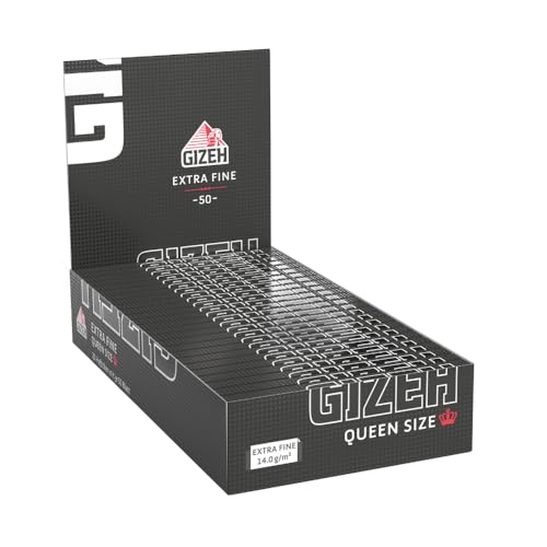 GIZEH BLACK Queen Size Slim Blättchen zum Selbstdrehen - Packung mit Magnetverschluss recyclebar - 25er Pack á 50 Premium Rolling Paper (14 g/m)