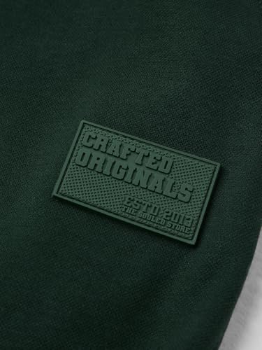 Image of The Souled Store Solids: Dark Green Mens and Boys Drawstringed Baggy Fit Cotton Blend Oversized Joggers