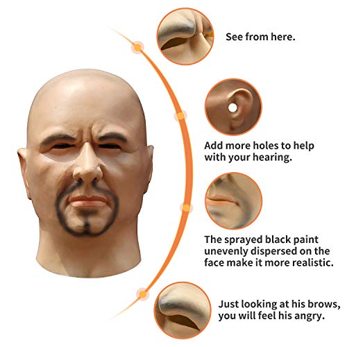 CreepyParty Deluxe Novelty Halloween Costume Party Latex Human Head Mask Strong Man