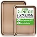 Nutrichef NC2TRBK1 Nonstick Cookie Sheet Pan | 2pc Large and Med Metal Baking Tray Professional Quality Kitchen | Non-Stick Bake Trays, Guaranteed NOT to Wrap-FDA approved- PTFE/PFOA/APEO-Free