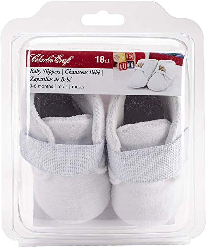 DMC Charles Craft Baby Slippers Counted Cross Stitch Kit -18 Count Aida Straps
