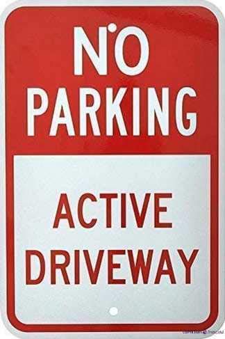 peiyeety Restriction Caution Tin Sign/No Parking-Active Driveway,ES, Red On White Metal Sign/Garage Parking Yard Aluminum Sign 8"x12"