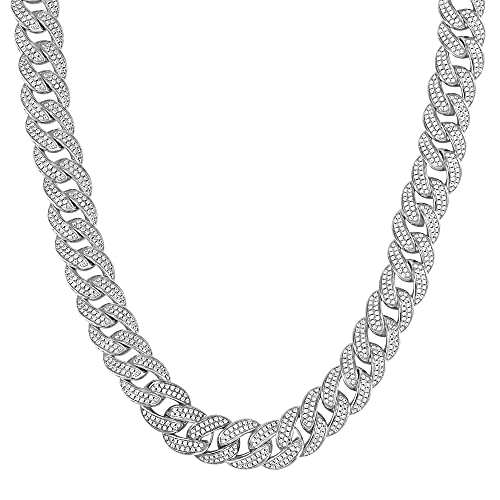 Moissanite Diamond Sterling Silver Iced Out 12mm Miami Cuban Chain Hip Hop Jewelry Pass Diamond Tester (20)