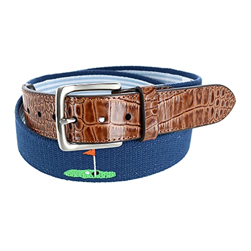 Greg Norman Men's Flag Golf Web Belt Navy 38