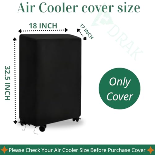 Image of EDRAK Polyester Air Cooler Dustproof Cover Designed for Bajaj PX97 Torque 36L Personal | Waterproof, Dustproof, Weather Resistant | Zipper Protective Case For Indoor & Outdoor Use (Black-36)