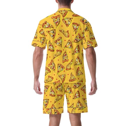 Pajama Sets for Men 2PCS Loungewear Set Short Sleeve Pajamas Button Down Sleepwear Soft Pjs2