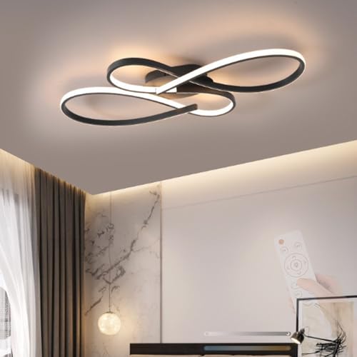 Plafonnier LED linéaire noir dimmable 60cm avec télécommande