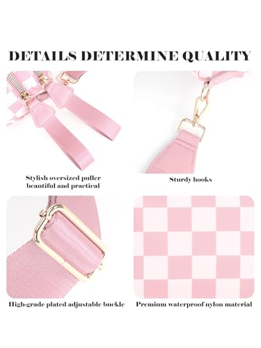 Image of Black and White Checkered Crossbody Bag Bum Bag for Women,Spacious Checkered Purse Fanny Packs Belt Bag