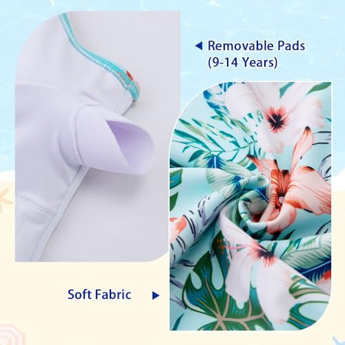 Image of Belovance Girls Swimsuits One Piece Bathing Suit Solid Color Block Tween Swimming Suit Beach Swimwear Quick Dry 5-14 Years
