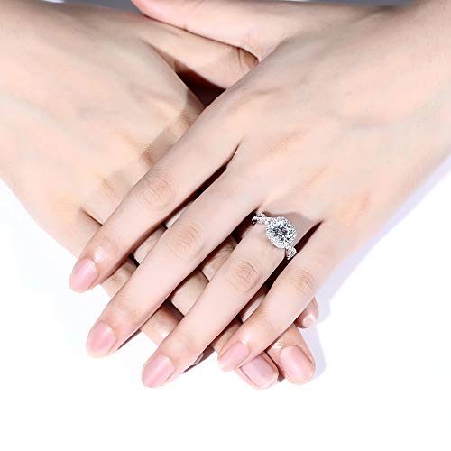DovEggs Moissanite Engagement Rings for Women 2ct Center 7.5x7.5mm GHI Color Cushion Cut Near Colorless Moissanite Halo Split Shank Wedding Ring 14k Gold QUALITY Sterling Silver4