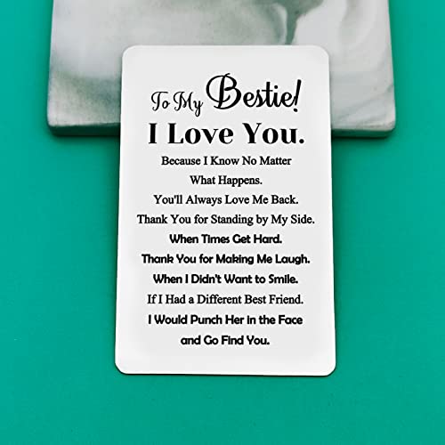 Baipilu To My Bestie Engraved Wallet Card Inspirational Present for Sister Best Friends Funny Gift for Sister Friendship Gifts for Women Thanksgiving Valentine's Day Anniversary Birthday Present3