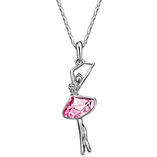 Neoglory Fashion Jewelry Pink Violet Crystal Ballet Dance Girl Pendant Necklace Ballerina...