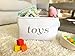 APPLE PIE ORDER Nursery basket, Storage & organizer Bin for Baby, Diapers, Wipes, Books, Toys. White Canvas fabric Decorative Box with Embroidering. (Toys - Gray, Medium)