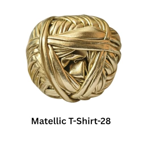 Image of VCR Shine Soft Gold Metallic T-Shirt Yarn, 100 Grams, 100% Metallized Craft Yarn, Pack of 1 Yarn, Suitable for Handbags, Tote Bags and Sling Bags