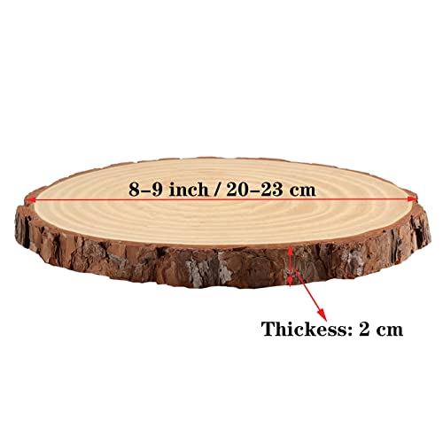 MUKCHAP 4 Pieces 20-23cm Natural Wood Slices, Unfinished Wooden Circles - Image 2