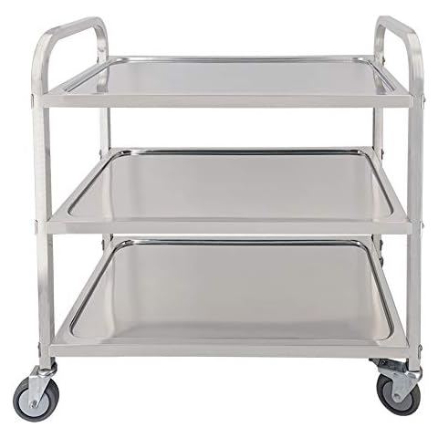 Carrito de Servicio de Acero Inoxidable TAIMIKO con 4 Ruedas y 3 Estantes Cover