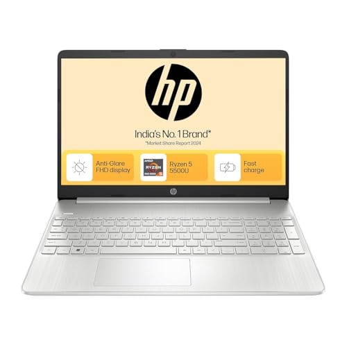 Image of HP 15s AMD Ryzen 5 5500u (8GB DDR4 RAM / 512 GB NVMe M.2 SSD /Windows 11 / MS Office'2021 / FHD 15.6 inch (39.6 cm) + Backlit Keyboard /Silver / 1.69 kg /Dual Speakers) eq2304AU / Laptop
