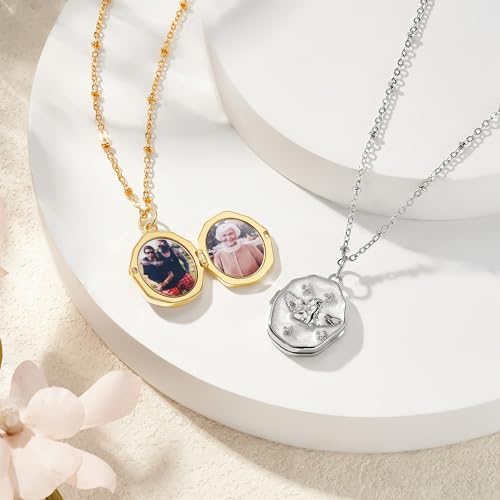 CALLIE Personalized 1-2 Photo Locket Necklace for Women, Custom Necklace with Picture Inside, Christmas Valentine's Day Birthday Memorial Gifts for Mom Grandma Wife3