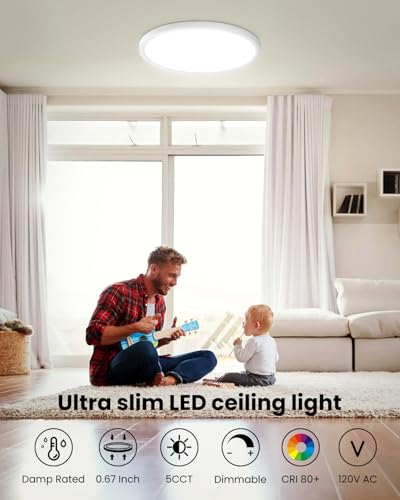 Lámparas LED de techo superdelgadas de 22,8 cm redondas 18W 2000 lm regulables pack de 4 2