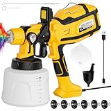 Paint Sprayer for House Painting, Paint Sprayer with 1000W Powerful Copper Motor, 1400ml (47oz) Container, 6 Brass Nozzles & LED Light, Easy to Clean for House, Fence, Furniture, DIY, Garden, Walls