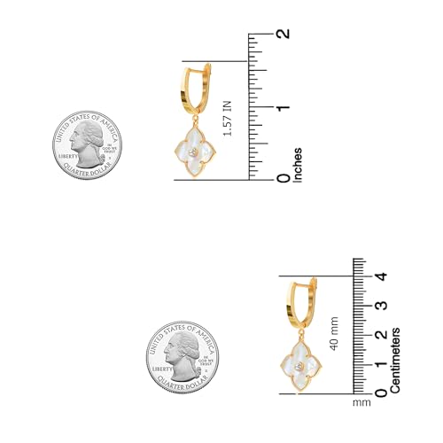 Image of LeCalla 925 Sterling Silver BIS Hallmarked 18K Gold Plated Mother of Pearl Drop Stud Earrings for Women and Girls