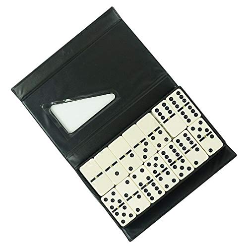 Pureplay Jumbo Classic Dominoes Double 6 Game Set，Ivory 28Pcs Domino Set In Poatable Pvc Case-Family Nights,Party Favors,Travel And Anytime Use,2-4 Players #TOP1