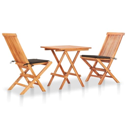 Table de jardin et chaises en teck massif pliable résistant intempéries balcon - 2