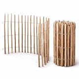 Sevico Staketenzaun imprägniert Haselnuss Holzzaun Haselnussholz Zaunlatte Rollzaun Kastanienzaun Gartenzaun 90 cm x 5m, Lattenabstand: 7-8 cm