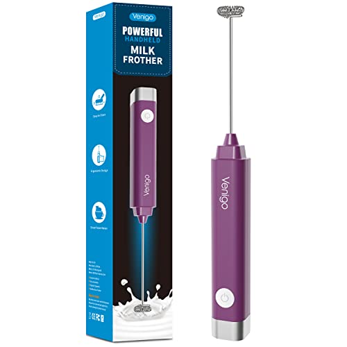 Venigo Handheld Milk Frother, Battery Operated Electric Foam Maker For Drink Mixer, Perfect For Bulletproof Coffee, Matcha, Cappuccino And Hot Chocolate (Purple) #TOP7