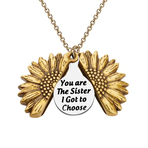 LQRI Sister Gift Best Friend Sunflower Necklace You Are The Sister I Got to Choose Sunflower Pendent
