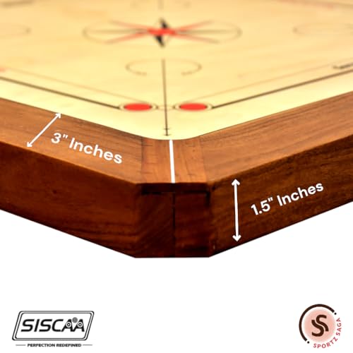 Image of Siscaa Winit Sureslam Carrom Board Full Size 35 Inch | Premium Fast Indian 29x29 Inch Ply | Includes Genius Striker, Coin Set, Top Cover, Powder | Perfect for Champions