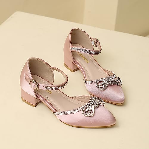 Image of Amoji Girls High Heels Kid Ankle Strap Dress Shoes Wedding Party for Little Kid Big Kid 412