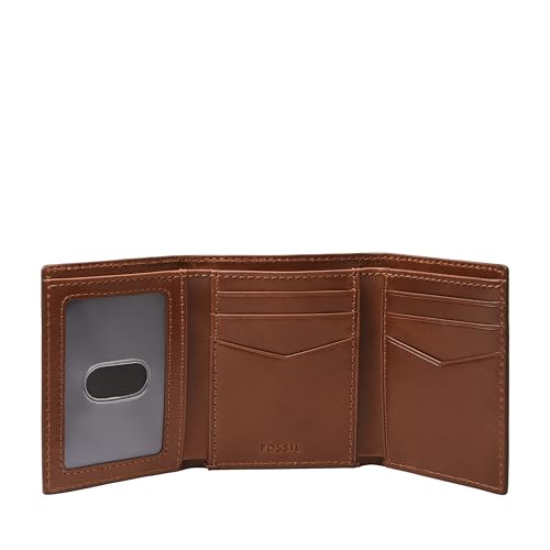 Image of Fossil Men's Wallet, Hayes Leather Trifold Wallet for Men, Brown