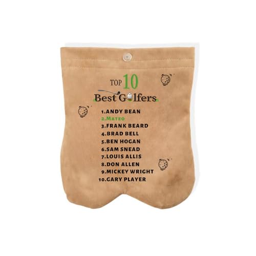 Personalized Golf Ball Bag, Custom Cartoon Character & Name on Golf Shag Bag with 2 Balls, Birthday Gift for Men Women (Text)