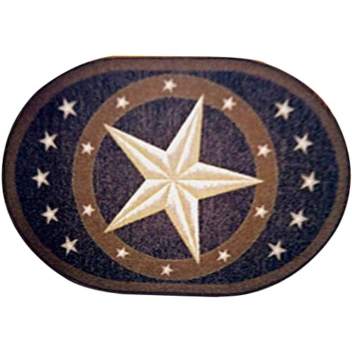 Furnish My Place 800 Texas Star 3'3" Round Cowboy Area Kids Rug, Texas Western Star Rustic, Skid Resistant Rubber Backing Floor Mat, Multicolor #TOP3