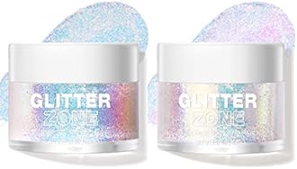 LANGMANNI Holographic Body Glitter Gel for Body, Face, Hair and Lip.Color Changing Glitter Gel Under Light. Vegan & Cruelty Free-1.35 oz (1# Golden Ocean+2# Sparkling Pink)
