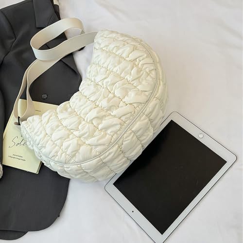 Image of Crescent Shoulder Bag Nylon Crossbody Bag for Women Nylon Hobo Bags Slouchy Sling Purse Dumpling Bags