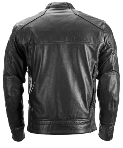 Highway 21 Gunner Jacket, Leather Motorcycle Gear with Zippered Vents and Mesh Lining, Unisex Adult Riding Apparel (Black, Medium)