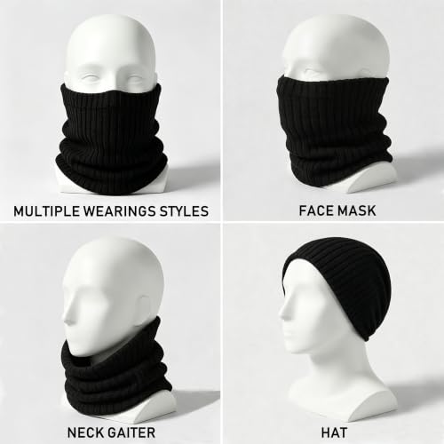 Image of Winter Fleece Neck Warmer Mens Ski Mask Face Warmer Neck Gaiter Neck Scarf Women Thick Windproof 2 Pack