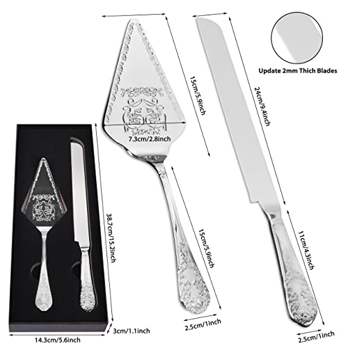Ljmboen Wedding Cake Knife And Server Set,Stainless Steel Vintage Cake Cutting Utensils For Wedding, Birthday, Parties And Events Christmas (Silver) #TOP4