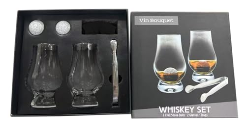 VB VIN BOUQUET FI 1553 SET Set Whisky Classique avec 2 Verres 300 ml, Pierres de Granit Refroidissantes et Pinces en Acier Inoxydable, Coffret Cadeau