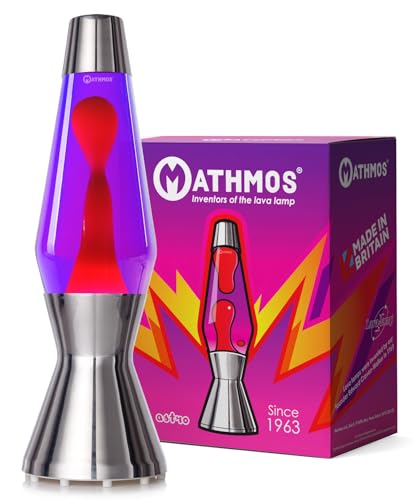 MATHMOS Astro Lava Lamp in Silver | UK Inventors of The 1963 Design Classic | Violet & Red Lava Lamps Handmade in Britain to The Highest Safety Standards
