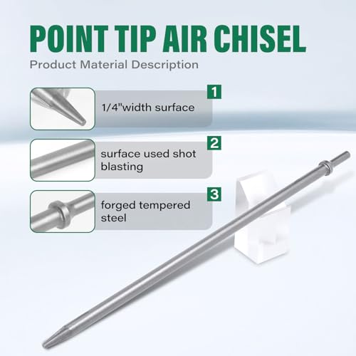 Cincel neumático de punta para remover material incrustado y perforación con martillo 4
